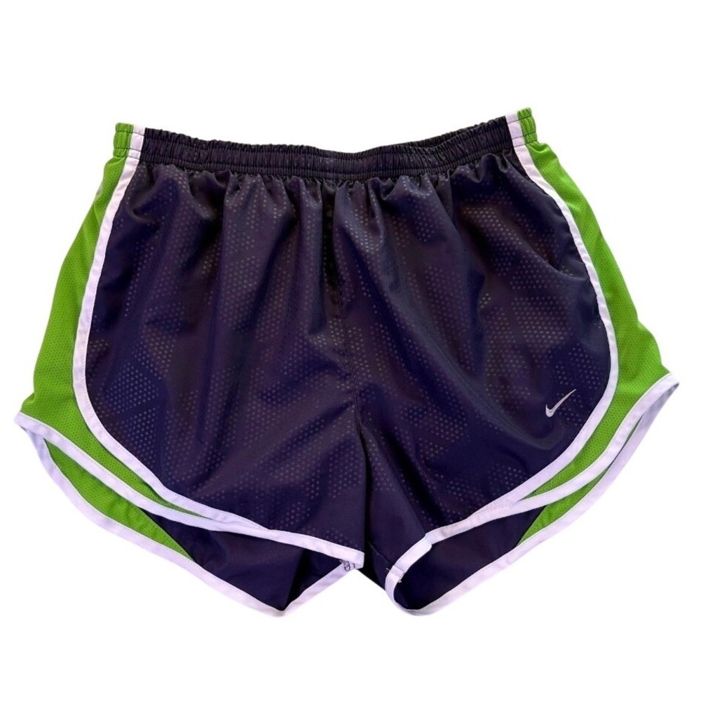 Nike Women's Dri-FIT Tempo Running Shorts M Navy Blue Lime Green Activewear Gym